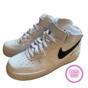 Nike Air Force 1 '07 Mid Women's Shoe White with Black Swoosh Size 9